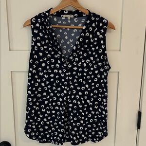Beacon Navy and White Patterned Blouse